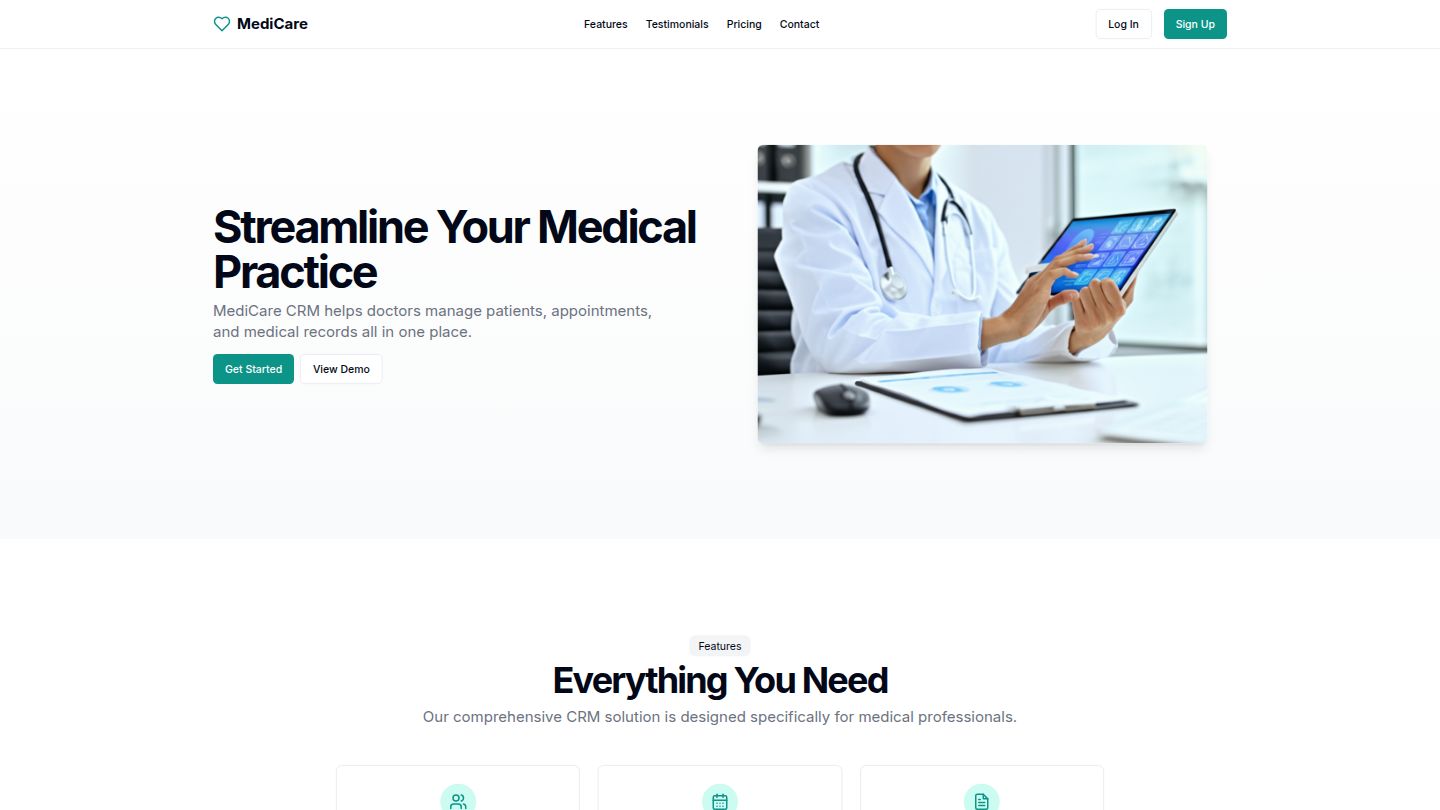 MediCare CRM Screenshot